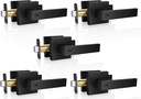 5 Pack Modern Black Door Handles Privacy Door Levers Black Door Knobs Interior Heavy Duty Reversible Door Locks Keyless Square Interior Door Handle