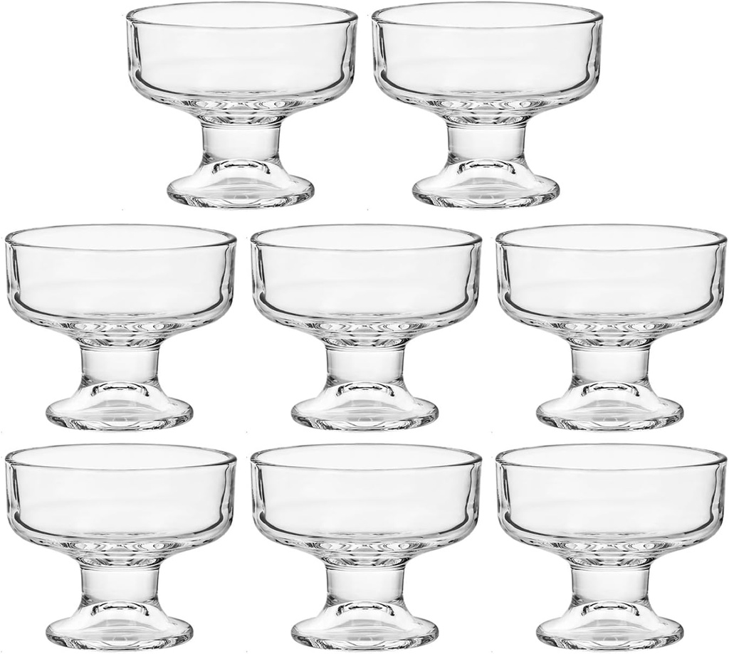 8 Pack Glass Ice Cream Cups,Glass Dessert Bowls,7oz Mixed Drinks Cups for Drinks,Dessert,Nuts,Fruit, Pudding,Snack,Cocktail Party (8)