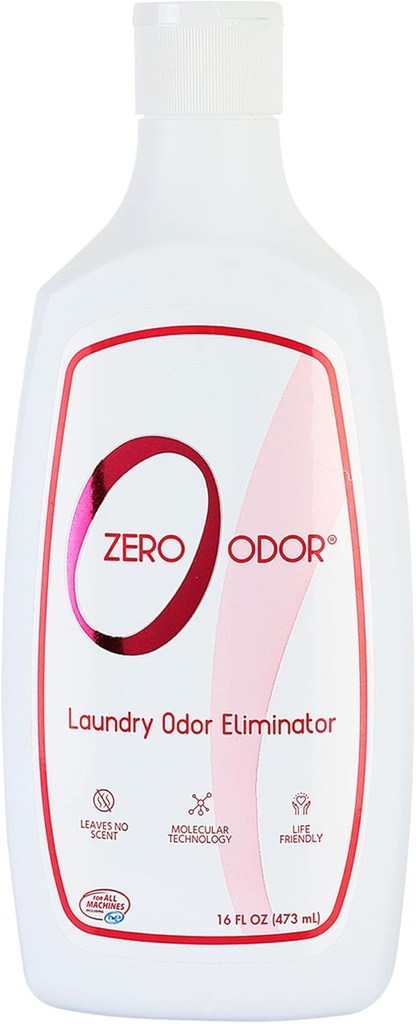 Zero Odor – Laundry Odor Eliminator - Permanently Eliminate laundry Odor – Patented Molecular Technology Best For Clothes, Towels & Linens, Shoes, Bags, Etc. - rinse and refresh Again, 16oz