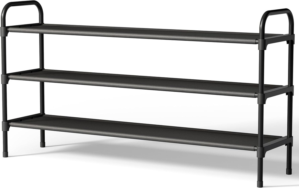 Kitsure Extra-Long Shoe Rack for Closet, Shoe Organizer for Front Door Entrance, Stackable Shoe Shelf, Detachable Closet Organizers and Storage, 39.0" Wide - 3 Tier, Black