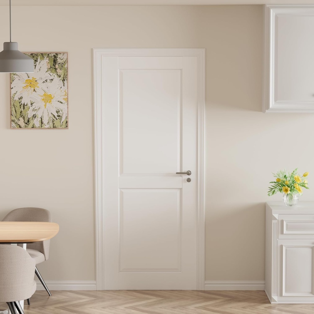 32" x 80" French Door, 2-Panel Pre-Assembled MDF Interior Slab Doors,Solid Wood Interior Doors for Bathroom Pantry Laundry,White Primed Panel Door,w/o Hardware