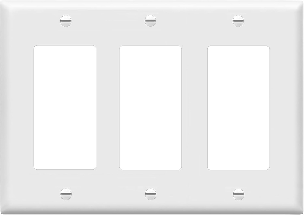 ENERLITES Decorator Light Switch or Receptacle Outlet Wall Plate, Gloss Finish, Size 3-Gang 4.50" x 6.38", Polycarbonate Thermoplastic, 8833-W, White , Standard Size , 1 Count ( Pack of 1)