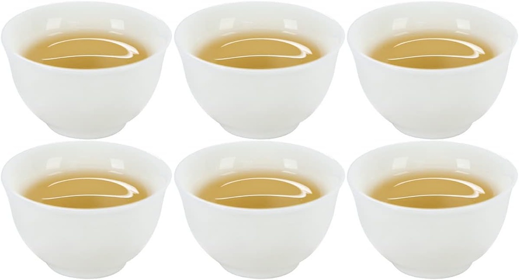 Sizikato 6pcs Pure White Chinese Porcelain Tea Cup, 45ml Exquisite Sake Cup