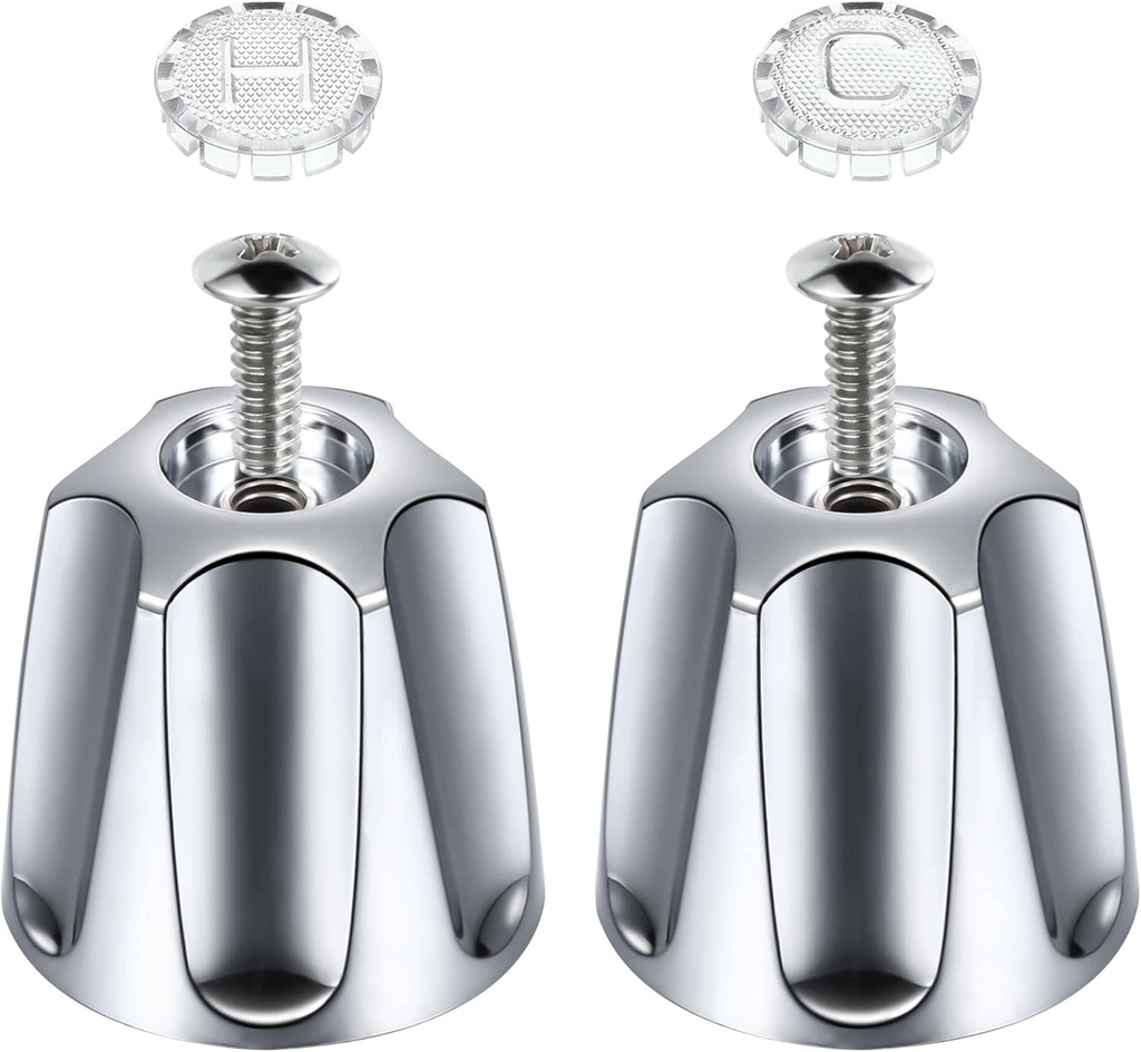 Enhon 2 Piece Shower Knob Replacement, Hot and Cold Faucet Knobs Compatible with Price Pfister Verve Tub Shower, Include 2 Faucet Handles and 2 Screws for Remodeling Trim Kit(Chrome)