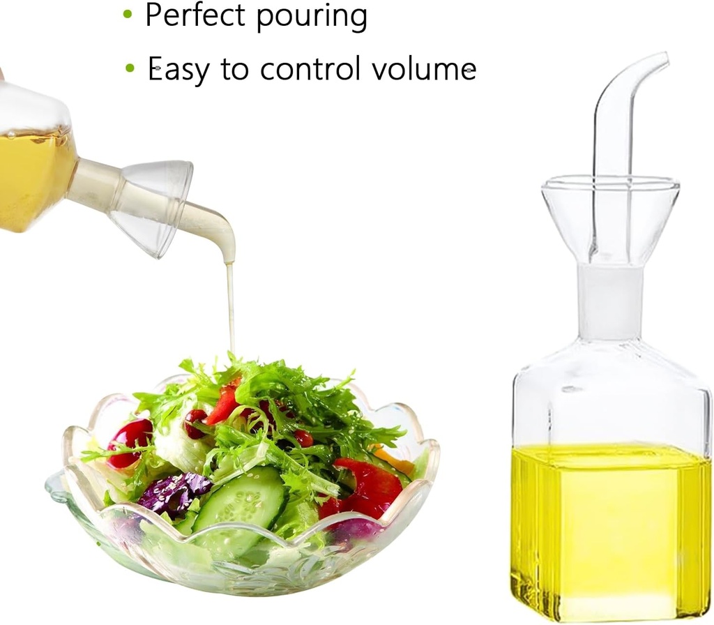 Olive Oil bottle, Olive Oil Dispenser, Olive Oil Vinegar Cruet, Cooking Wine Cotainer Salad Dressing Glass Oil Bottle, Vinaigrette Oil Dispenser for Kitchen or BBQ(4.2oz)