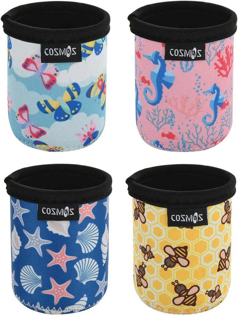 CM Soft Neoprene 7.5 Fl Oz Mini Can Sleeves Insulators Can Cooler Sleek Can Covers for Energy Drink & Beer Cans (7.5 OZ Nature Pattern (4 Pcs))