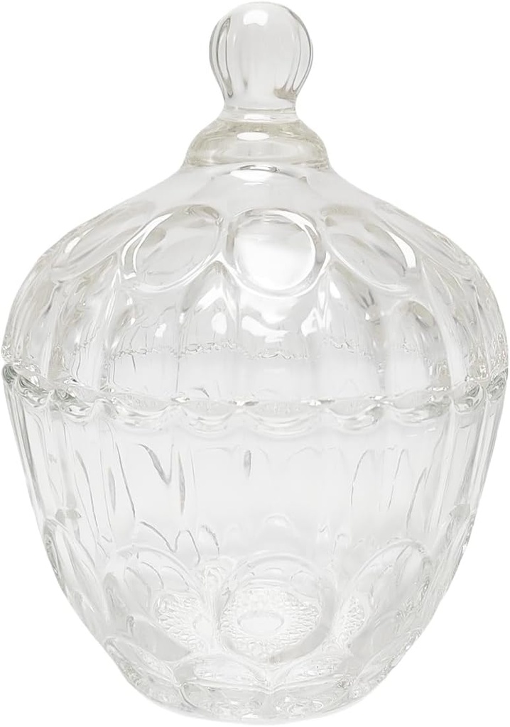 1PCS Crystal Glass Candy Jar with Lid Sugar Bowl Food Container Decorative Jewelry Box Countertop Jar(260ml/8.7 Ounce)