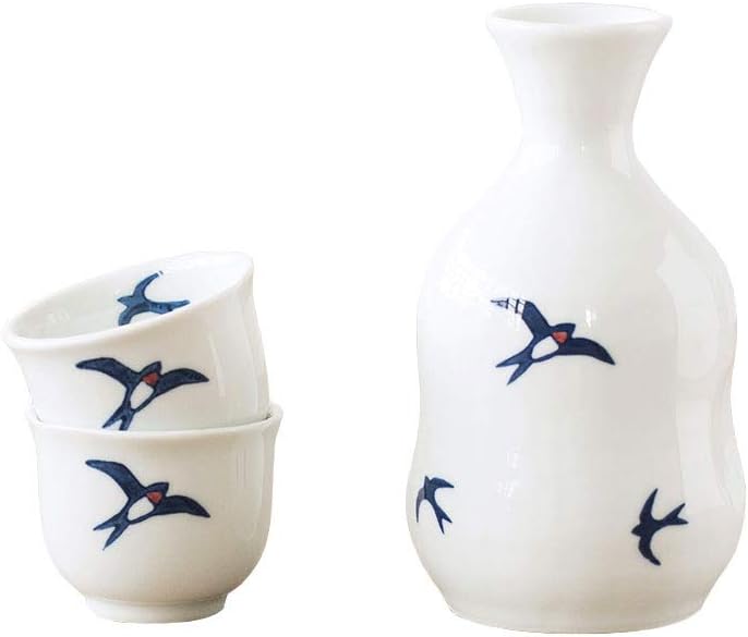 White Ceramic Sake Cup Japanese Sake Set Craft Sake Cup Cold/Hot/Tea/Sake Cup Japanese Sake Set 3-piece Set