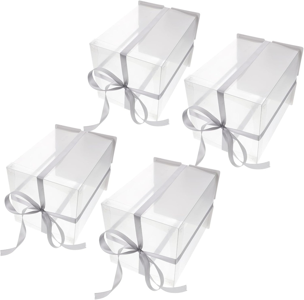 Set of 4 Round Cake Storage Boxes Plastic Cake Carriers Glossy Finish for Pastry Boxes Easy to Clean