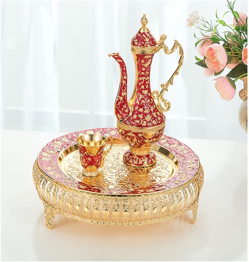 The Wine Set Liquor Tray Department Upscale Metal Pattern Jug Wine Set Whiskey Glass Sake Set (Color : C) (C)