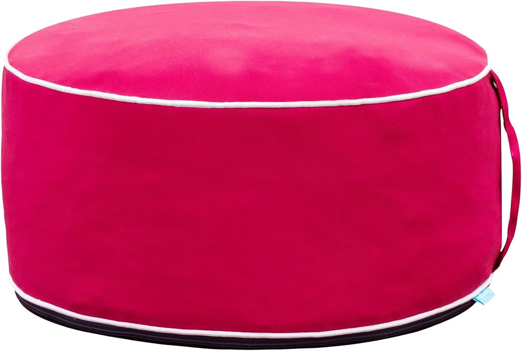 QILLOWAY Indoor/Outdoor Inflatable Stool,Round Ottoman,All Weather Foot Rest for Camping or Home,Red