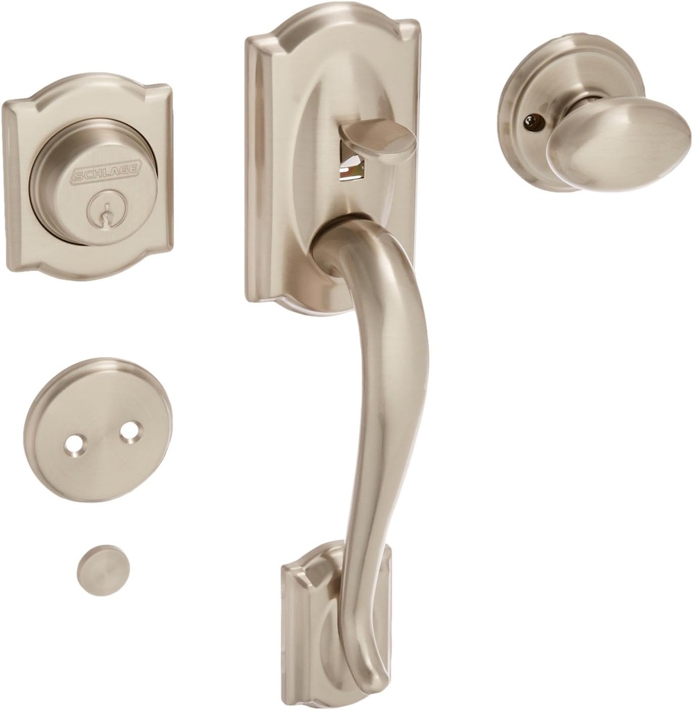 Schlage F93CAM619SIE Camelot Inactive Handleset with Siena Lever, Satin Nickel