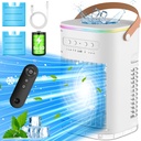 FANCOLE Small Air Conditioner, 5400mAh Battery, 2 Ice Packs Evaporative Air Cooler, 7H Smart Timer & 16.5ft Remote, 7-Color Light, 1200ML Water Tank, 3 Speed & 2 Cool Mist Portable AC Unit for Bedroom
