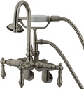 Kingston Brass CC301T8 Vintage Leg Tub Filler with Hand Shower and Wall Angle Arm, Satin Nickel,3-3/8-Inch to 9-Inch Adjustable Spread