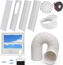 Portable Air Conditioner Window Vent Kit with 5.9" AC Exhaust Hose & Coupler, Adjustable Sliding Window Kit 59 Inch Length Hose for Ducting Universal AC Seal Panel for Horizontal&Vertical Window