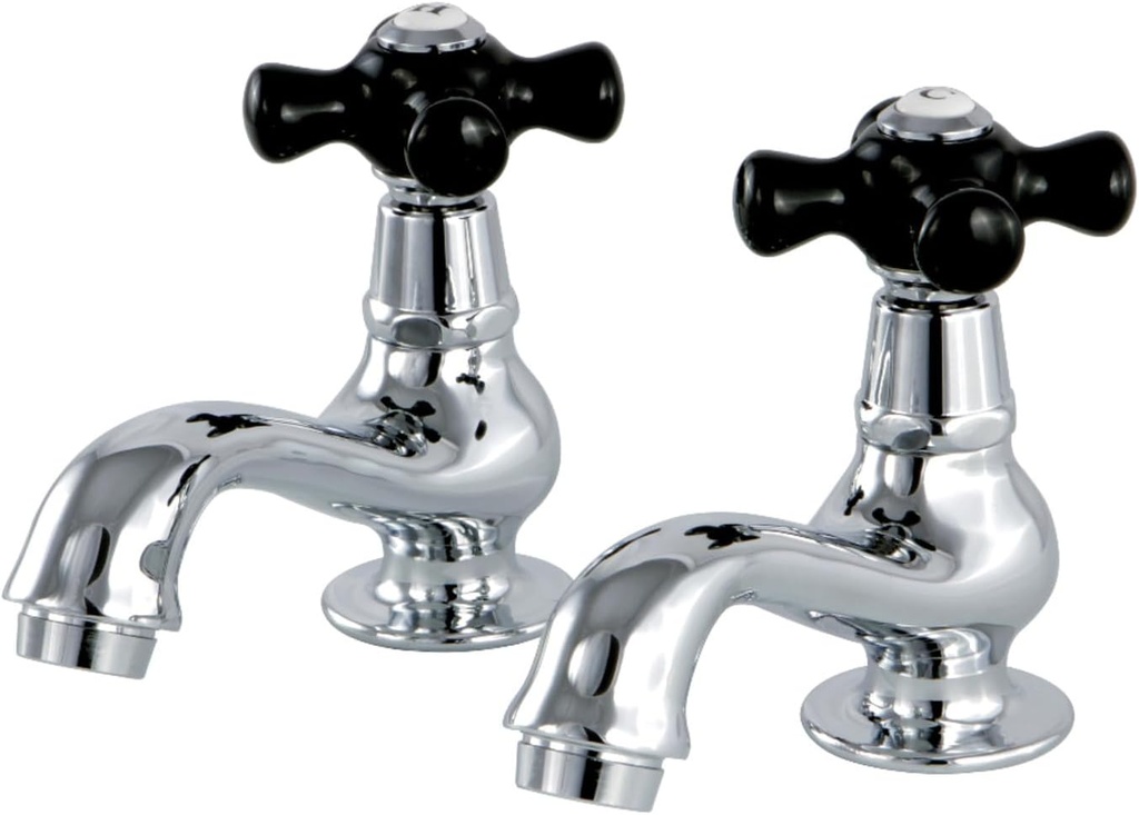 Kingston Brass KS1101PKX Basin Tap Faucet with Cross Handle, Polished Chrome