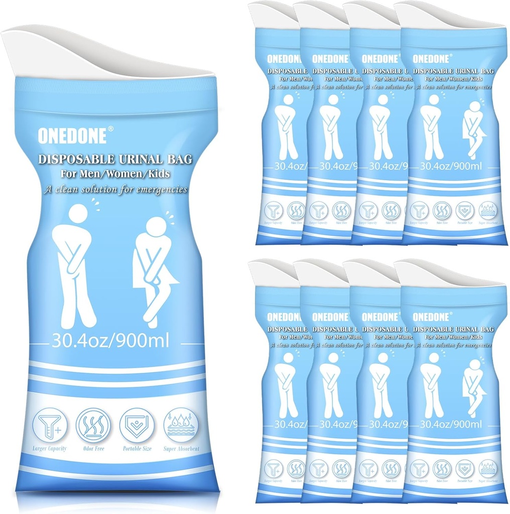 ONEDONE Disposable Urine Bags 6/8/12/24 30.4 OZ Pee Bags for Travel for Men Women Kids Emergency Urine Bags Portable Unisex Urinal Bags Vomit Bags for Traffic Jams Camping Hiking