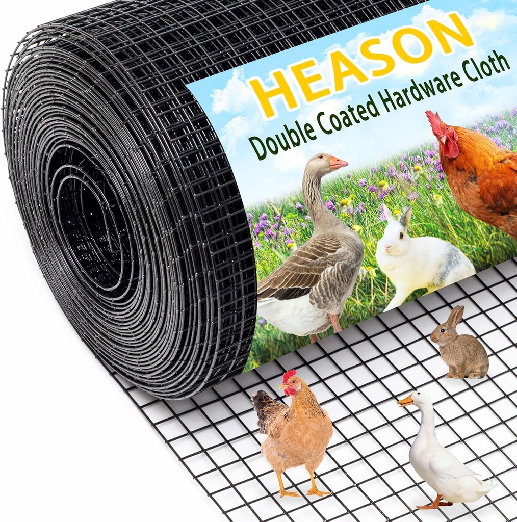 36'' x 100' 1/2inch Hardware Cloth 19 Gauge Black PVC Coated Wire Fencing Galvanized Welding Garden Fence Roll Square Mesh 19 Gauge Chicken Rabbit Snake Cage Heavy Duty Welding Fencing