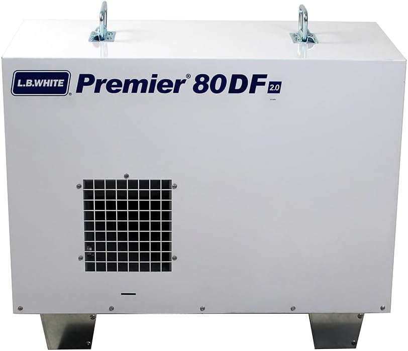 L.B. White Premier 80 DF LP Forced Air Propane Tent Heater — Ductable Portable Space Heater for Indoor, Outdoor, Parties & Commercial, 80,000 Btuh