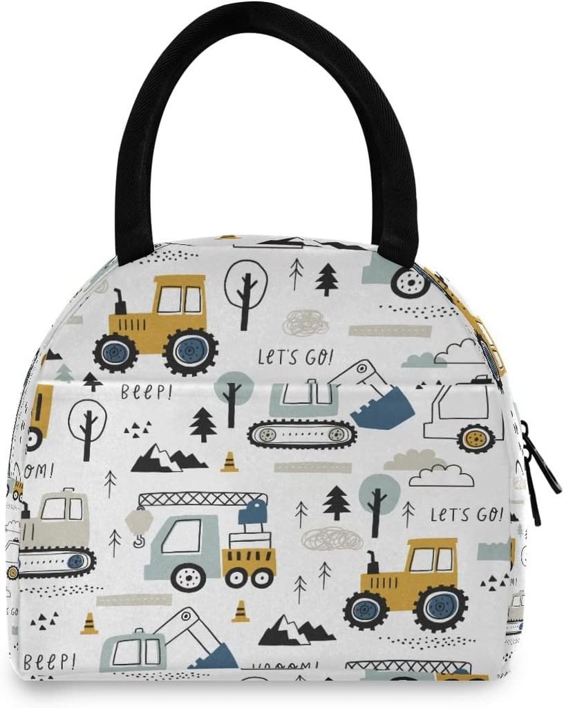 Lunch Bag Tote Bag, Travel Picnic Organizer Lunch Holder Childish Truck Excavator Handbags Lunch Bag Box for Office