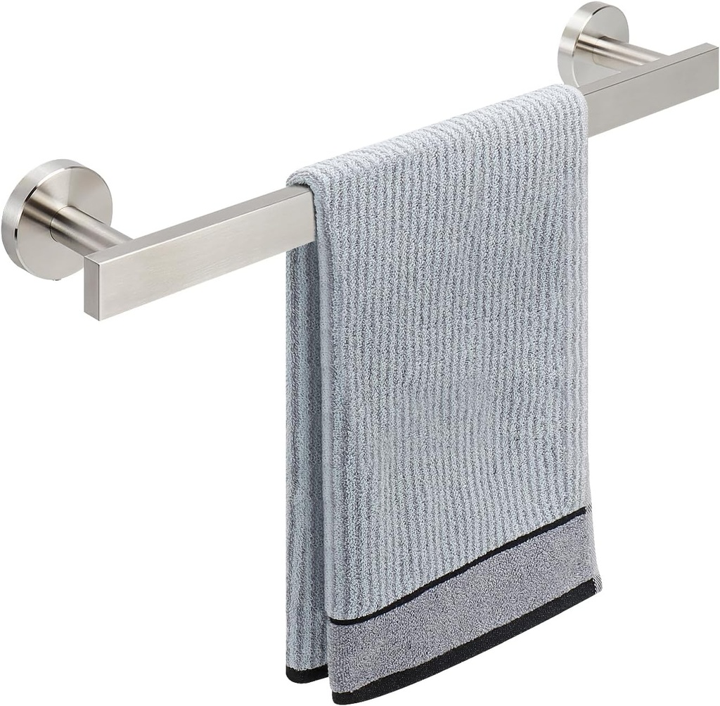 Bath Towel Bar, SUS 304 Stainless Steel Towel Rack Holder Wall Mounted, Modern Shower Rod for Bathroom Kitchen Home Decor, 16 Inch (Brushed Nickel)