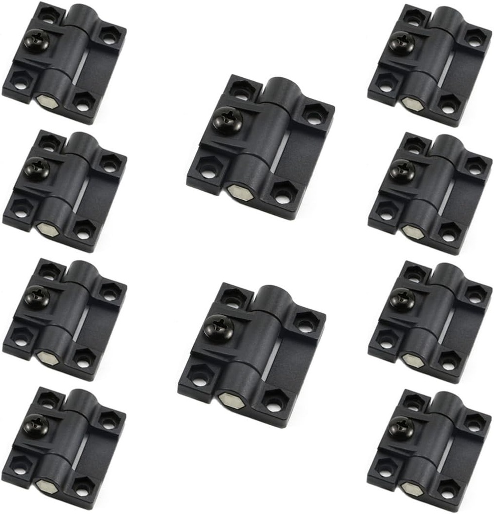 10PCS Adjustable Torque Hinge 43mmx36mm Black Plastic 4 Countersunk Holes Adjustable Position Control Hinges Door Hinges