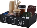 Coffee Bar Organizer,Wooden Coffee Station Organizer Storage Box with Divider,Coffee Pod Holder,Condiment Storage Caddy,Tea Bags Coffee Pods Holder for Kitchen Home Office Black