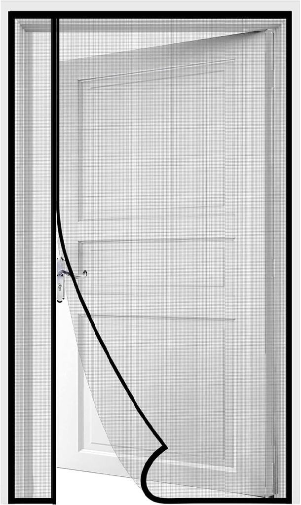 Side Opening Magnetic Screen Door, Fit Door Size 36 x 80 Inch, Reversible Left and Right Screen Door Mesh with Strong Magnet, Actual Mesh Size 38" x 81"