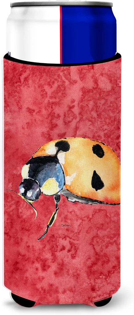 Lady Bug on Red Ultra Beverage Insulators for slim cans