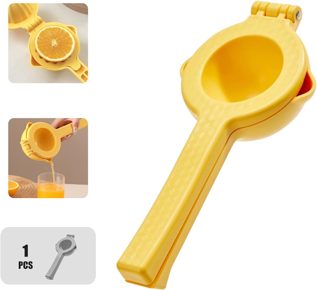 Manual Fruit Juicer,Portable Lemon Orange Citrus Lime Pomegranate Squeezer,Handheld Large Capacity Fresh Juice Extraction Tool,Multipurpose Family Kitchen Gadget (Yellow)