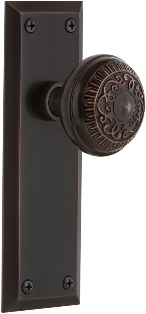 Nostalgic Warehouse New York Plate Passage Egg & Dart Door Knob in Timeless Bronze