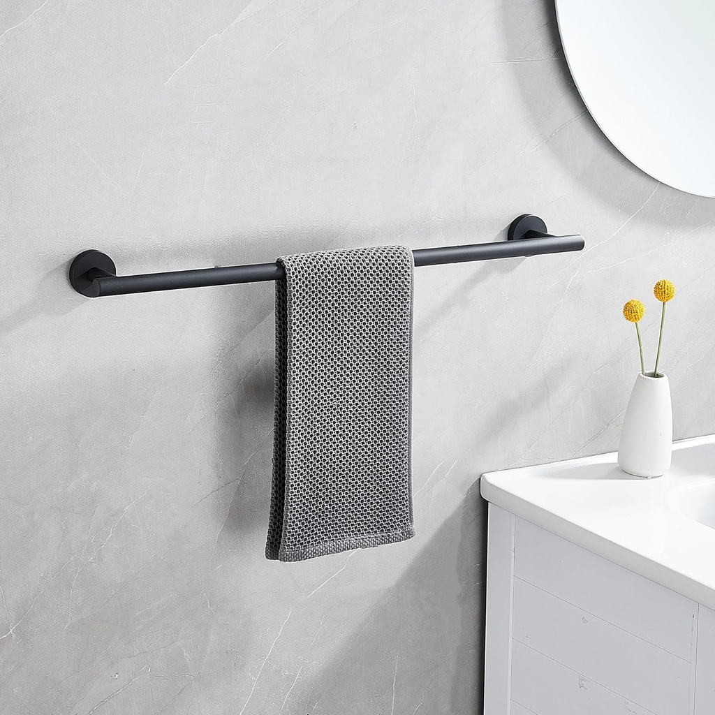 Towel Bar 24 Inch,Matte Black Bath Towel Bar Single Bars Towel Rack Rod Classic Wall Mounted SUS304 Stainless Steel Bathroom Towel Holder Toilet Kitchen Towel Shelf Single Layer