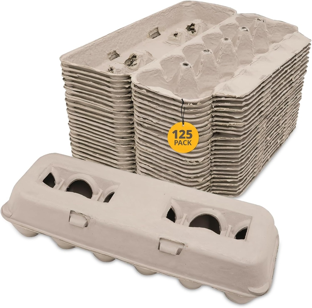 Stromberg's Large Blank Egg Cartons, Bulk Pack for Large Eggs, Perfect for Custom Branding, Safe & Secure Egg Storage, Convenient Stacking for Easy Transport, 125 Pack
