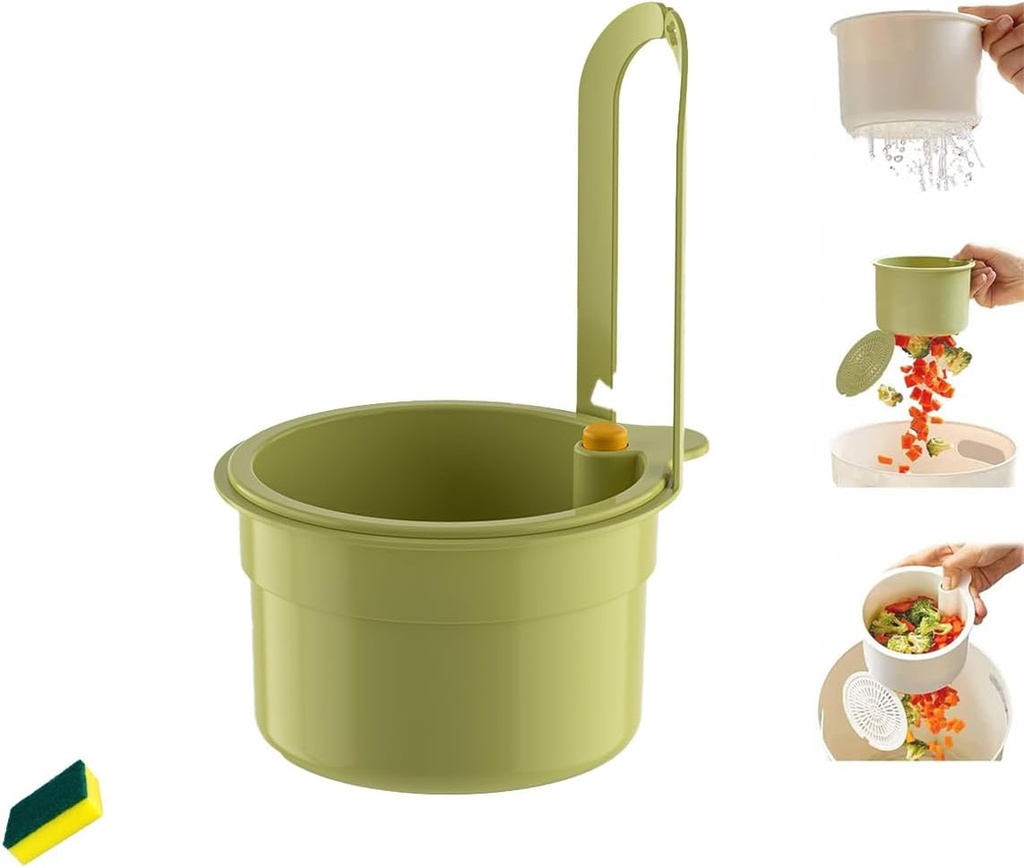 Sink Strainer Basket,Faucet Hanging Strainer,Press Auto Dump Kitchen Drain Basket,Multi-Functional Hanging Sink Basket,Self-Cleaning Kitchen Sink,Dirt-Free and Hand-Free Cleaning (Green)