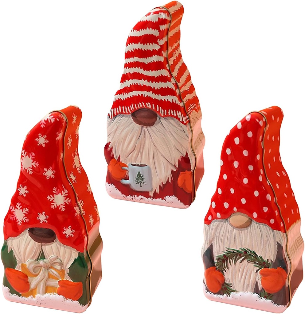 3 Pack Christmas Cookie Tins Xmas Metal Candy Tins with Lids Santa Claus Card Holder Containers for Holiday Party Decor Supplies