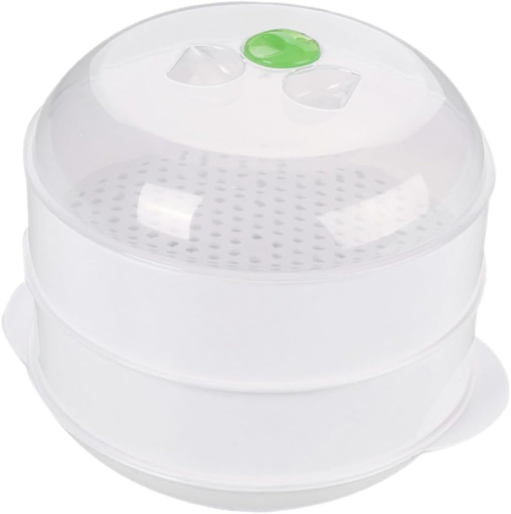 KICHOUSE Microwave Double Layer Steamer for Cooking Food Steamer for Vegetables Dumplings and More Easy to Clean Space-saving Kitchen Essential