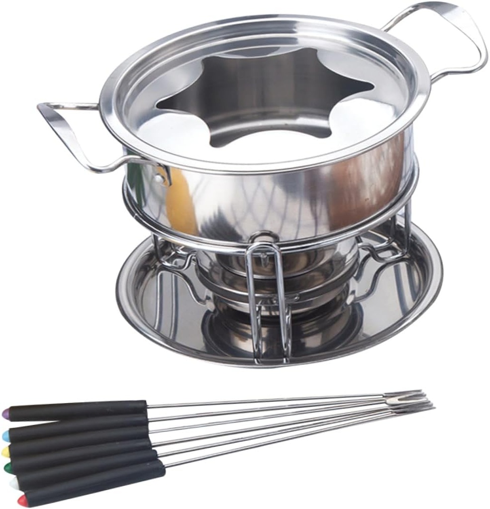Alipis 10pieces Stainless Steel Chocolate Melting Pot Electric Fondue Set Melting Chocolate Pot Forks Fondue Accessories for Cheese