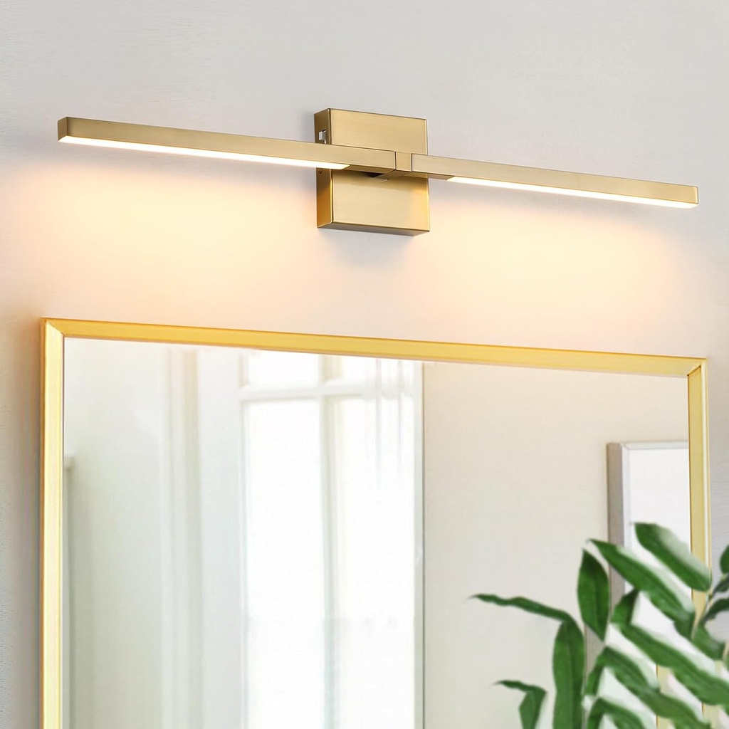 Bathroom Vanity Light Fixtures,30 inch Rotatable LED Vanity Lights with 24W,Adjustable 3000K,4000K,5000K Light,Brushed Bathroom Wall Sconce Over Mirror,Gold
