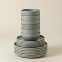 Casafina Ceramic Stoneware 18-Piece Place Setting Service for 6 with Cereal Bowls - Pacifica Collection, Artichoke Green | Microwave & Dishwasher Safe Dinnerware Set | Restaurant Quality Tableware