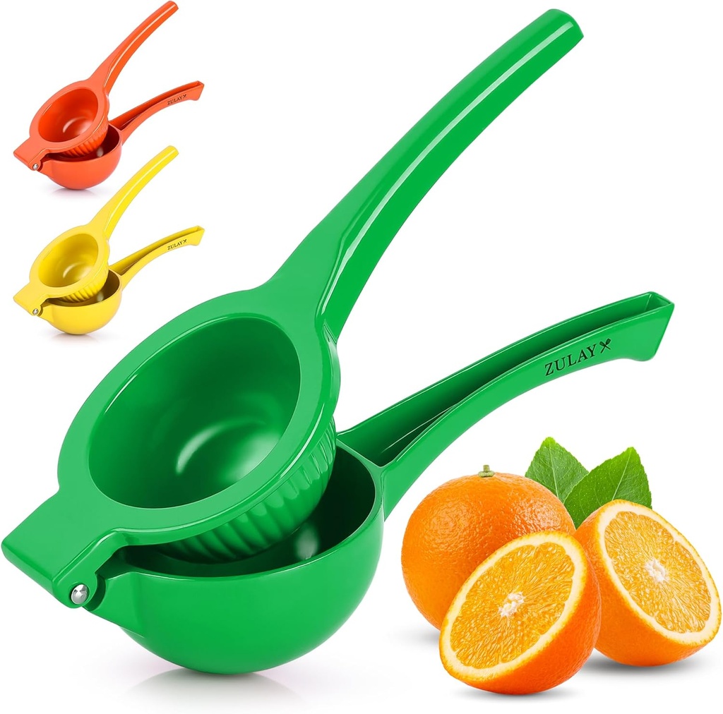 Zulay Premium Quality Metal Orange Squeezer, Citrus Juicer, Manual Press for Extracting the Most Juice Possible - Orange Juicer (Green)