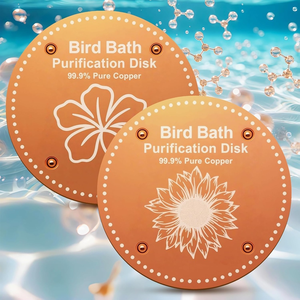 Bird Bath Purification Disk Pure Copper Outside Birdbath Outdoor Hummingbird Bee Water Fountain Solar Power Window Feeder Stand Nectar Food Pole House Hanging Birdhouse Small Large Accessories