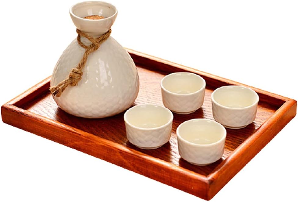 Japanese Sake Cup Set，Ceramic Traditional Crafts Wine Cups Sake Pot 6 Piece，D,Practical