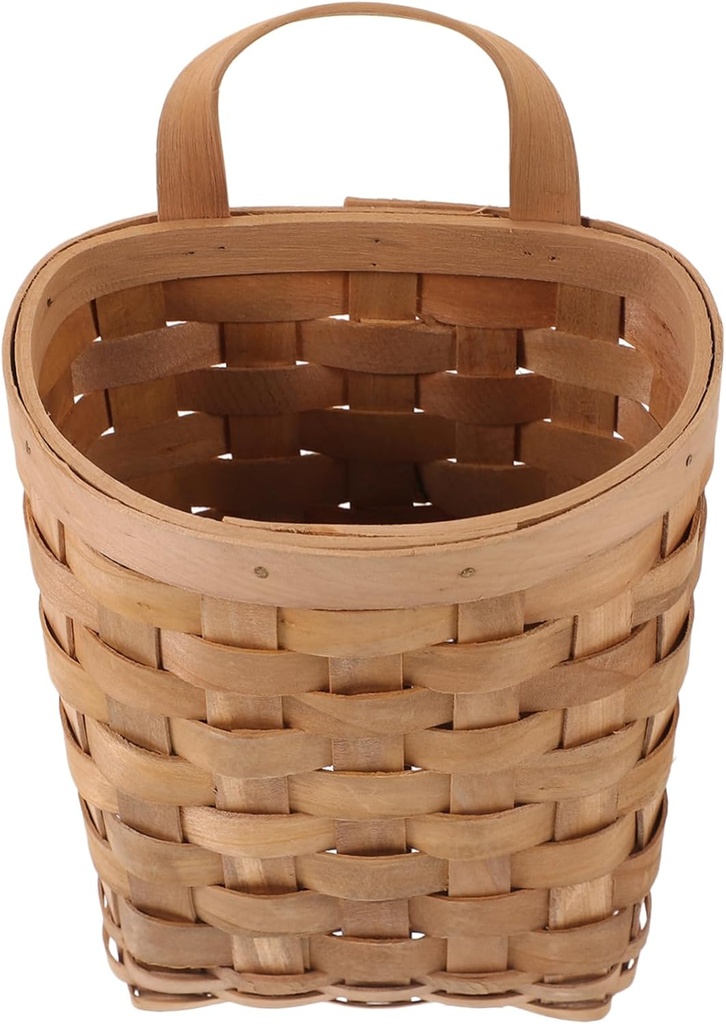 OUNONA Woven Hanging Basket Organizer for Kitchen Utensils Makeup and Small Items Wall-Mounted Storage Bin Versatile Use Home Decor