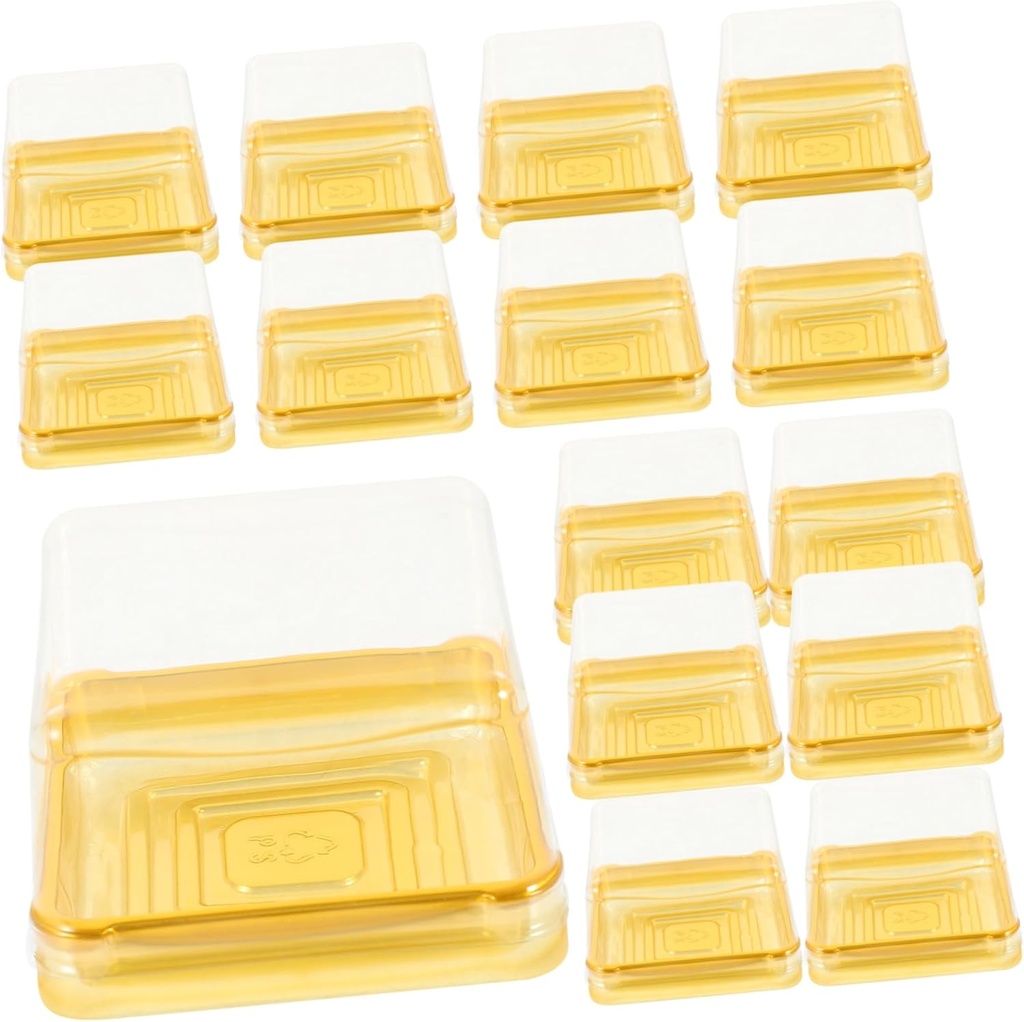 50Pcs Round Moon Cake Boxes Plastic Dessert Packing Holder Egg-Yolk Puff Wrapping Tray Compact Baking Supplies for Home Use