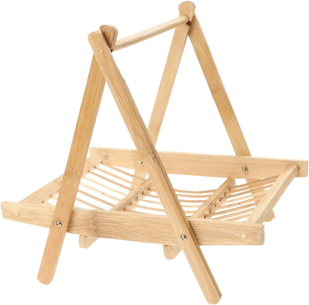 Bamboo Fruit Basket Meat Drying Rack Handheld Vegetable Rack Snack Basket Kitchen Accessory Versatile Organized Decorative for Home Office