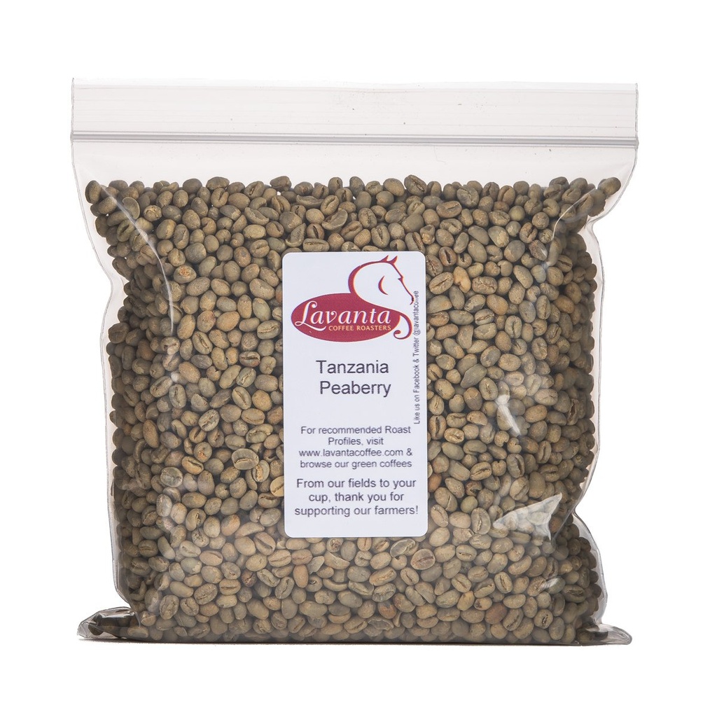 Lavanta Coffee Roasters Tanzania Peaberry Direct Trade Coffee, Green, 2 lb