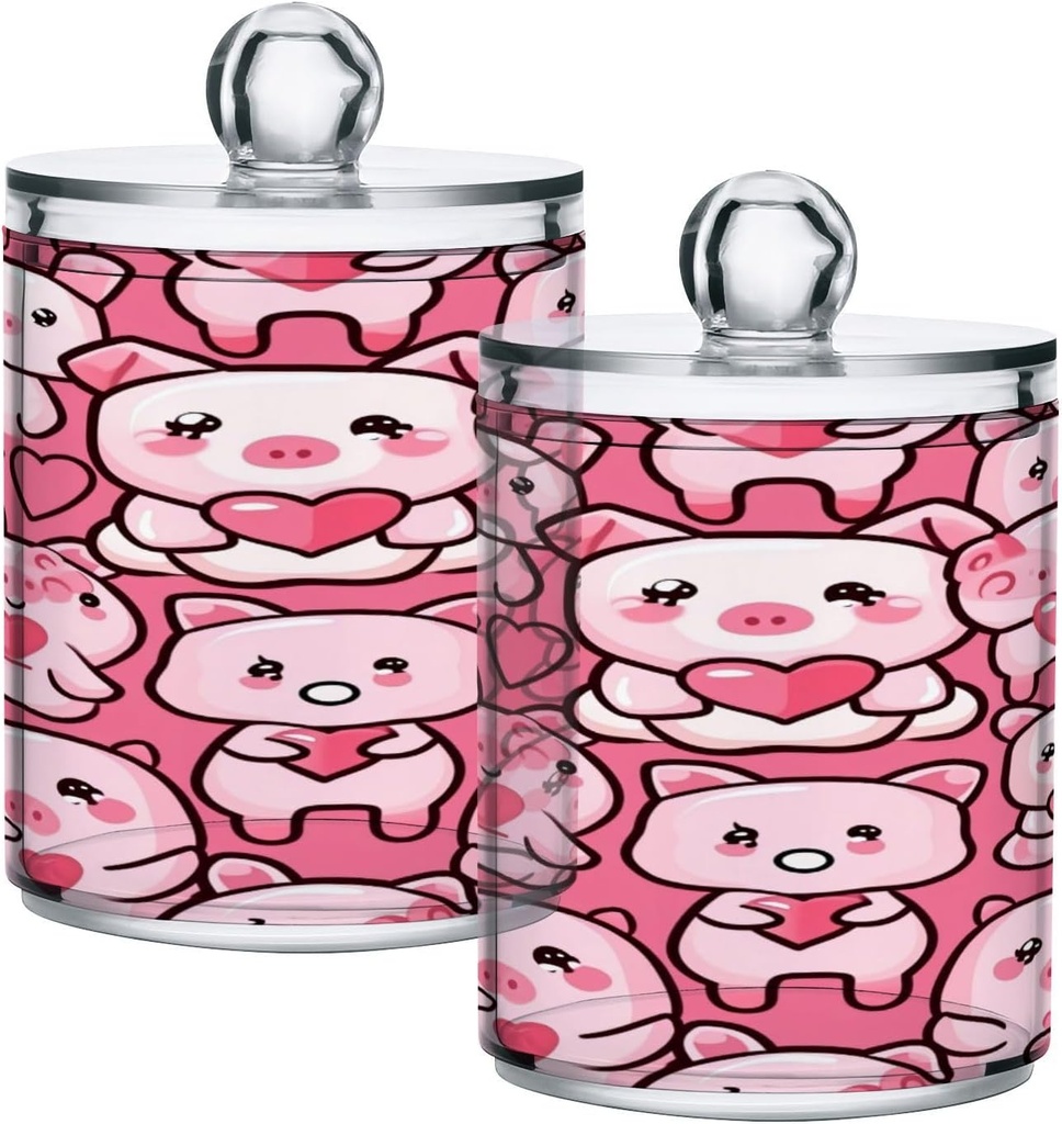 Cute Pig Airtight Transparent Plastic Storage Jar Glass Food Storage Container for Food Herbs Tea etc with Storage Lid easy to use and clean, B06D22014