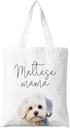 Maltese Mama Canvas Tote Bag for Women, Dogs Lover Gift for Dog Mom, Birthday Christmas Cute Maltese Gifts For Women, Tote Bag for Work College Travel. (089)