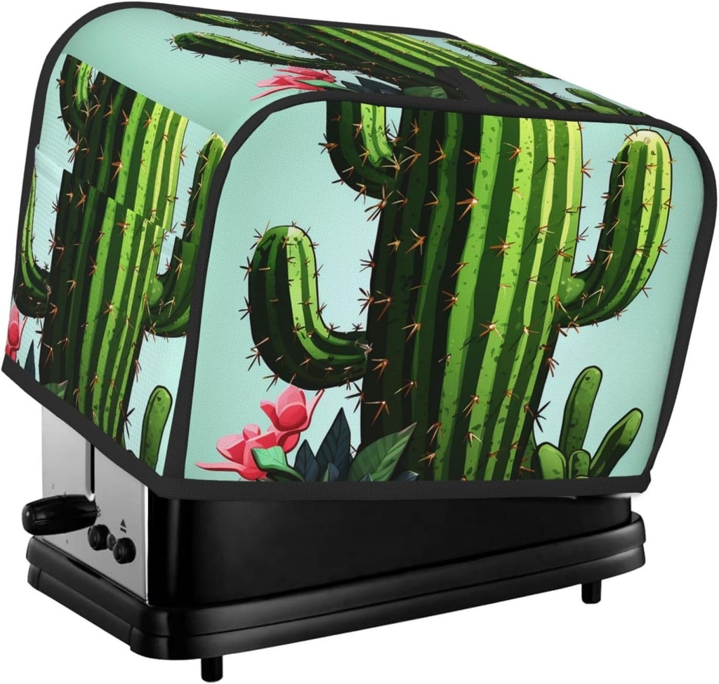 Cactus Toaster Cover 2 Slice, Two Slice Bread Machine Covers Quilted Toaster Dust Cover Universal Size Kitchen Small Appliance Cover With Top Handle