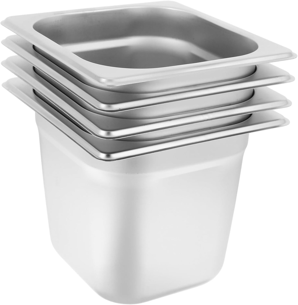 4pcs Deep Hotel Pan Steamer Pans for Restaurants and Catering Chafing Dishes for Buffets and Food Service Easy to Clean and Maintain